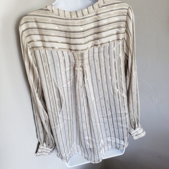Collective Concepts Beige Gold Black Stripe Blouse - Picture 6 of 8